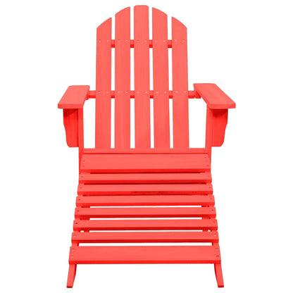 Red Fir Wood Garden Adirondack Chair with Ottoman - Solid & Stylish