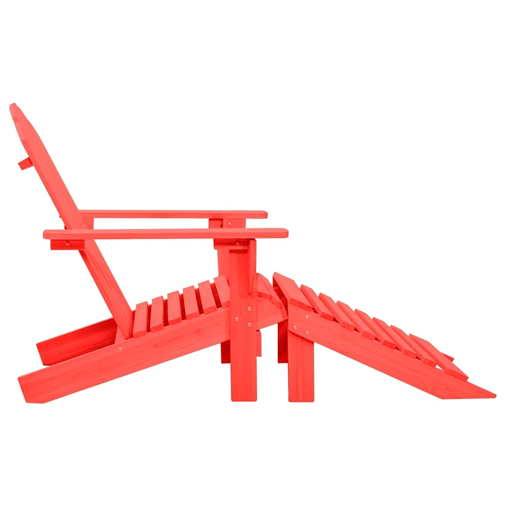 Red Fir Wood Garden Adirondack Chair with Ottoman - Solid & Stylish