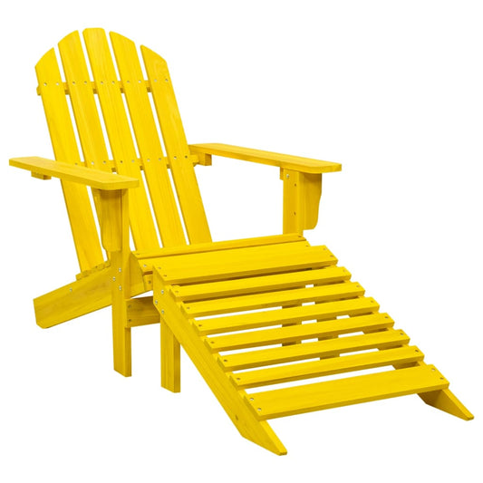 Yellow Solid Fir Wood Garden Adirondack Chair with Ottoman