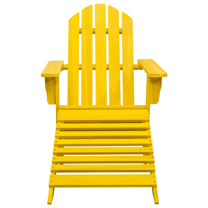 Yellow Solid Fir Wood Garden Adirondack Chair with Ottoman