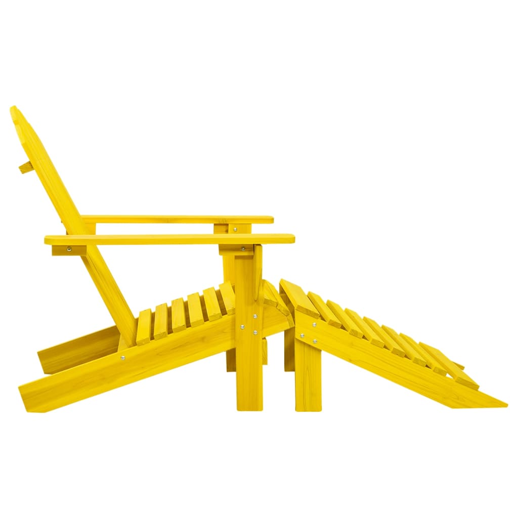Yellow Solid Fir Wood Garden Adirondack Chair with Ottoman