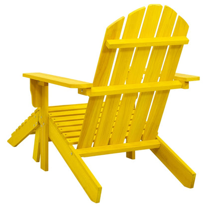 Yellow Solid Fir Wood Garden Adirondack Chair with Ottoman