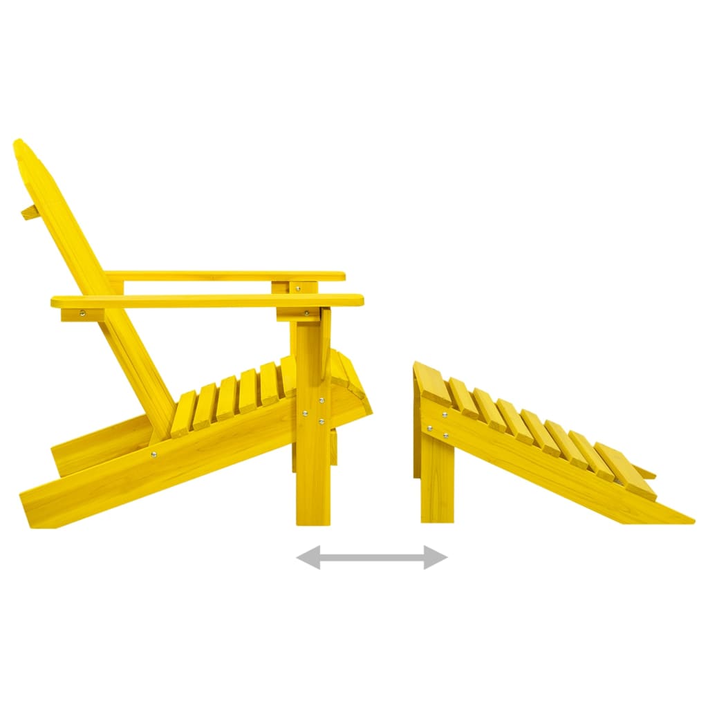 Yellow Solid Fir Wood Garden Adirondack Chair with Ottoman