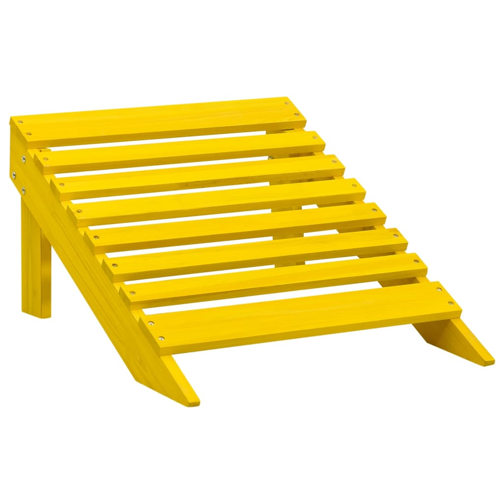 Yellow Solid Fir Wood Garden Adirondack Chair with Ottoman