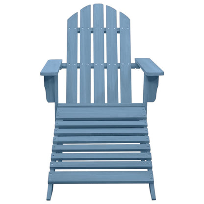 Blue Solid Fir Wood Garden Adirondack Chair with Ottoman Set