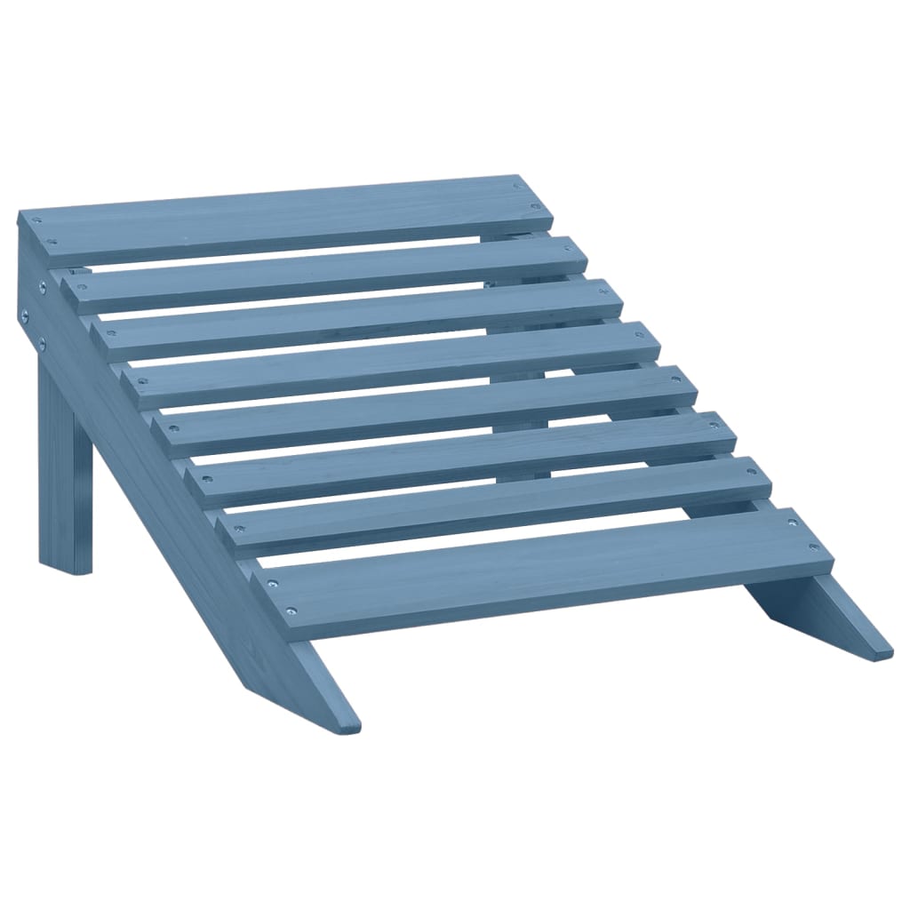 Blue Solid Fir Wood Garden Adirondack Chair with Ottoman Set