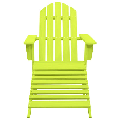 Green Fir Wood Garden Adirondack Chair with Ottoman Set
