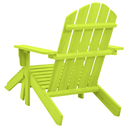 Green Fir Wood Garden Adirondack Chair with Ottoman Set