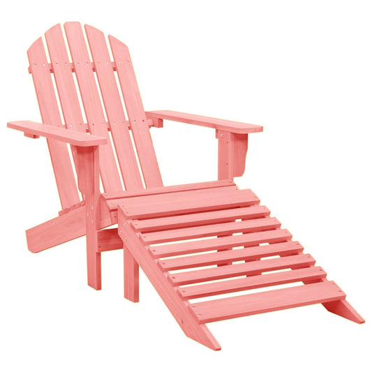 Pink Solid Fir Wood Garden Adirondack Chair with Ottoman