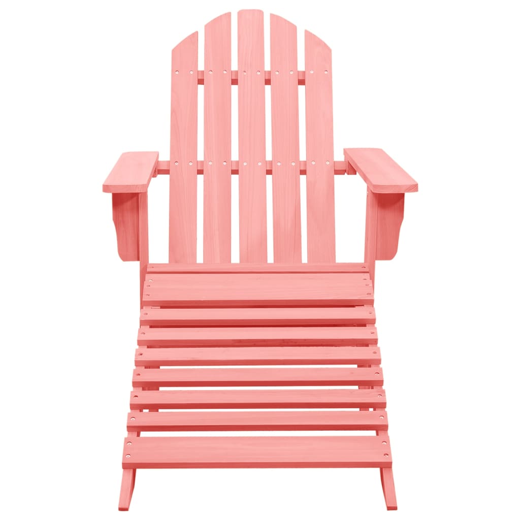 Pink Solid Fir Wood Garden Adirondack Chair with Ottoman