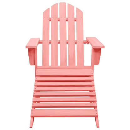 Pink Solid Fir Wood Garden Adirondack Chair with Ottoman