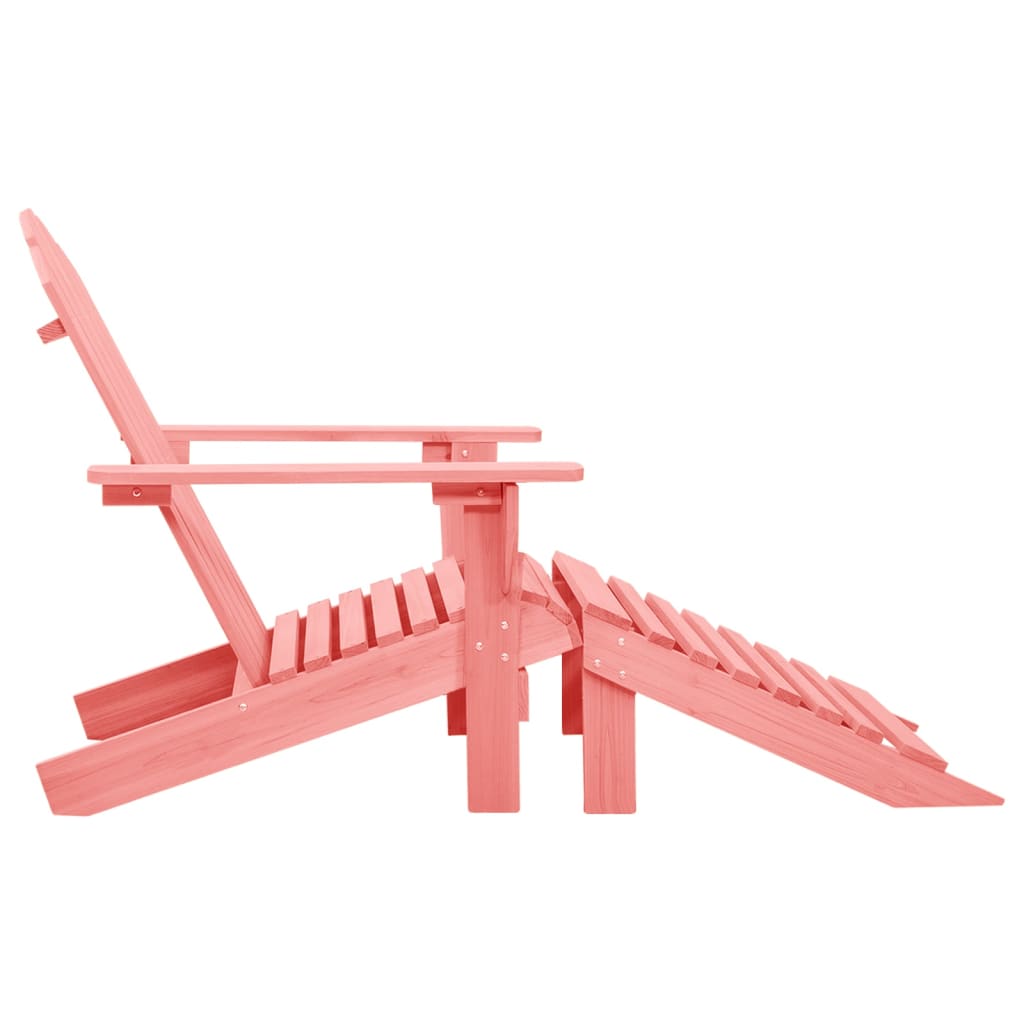 Pink Solid Fir Wood Garden Adirondack Chair with Ottoman