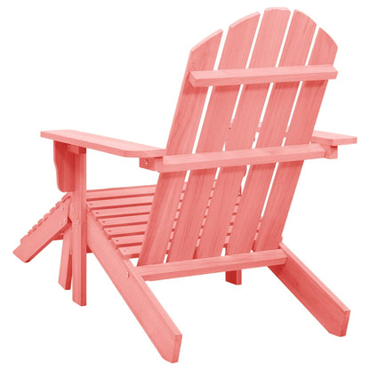 Pink Solid Fir Wood Garden Adirondack Chair with Ottoman