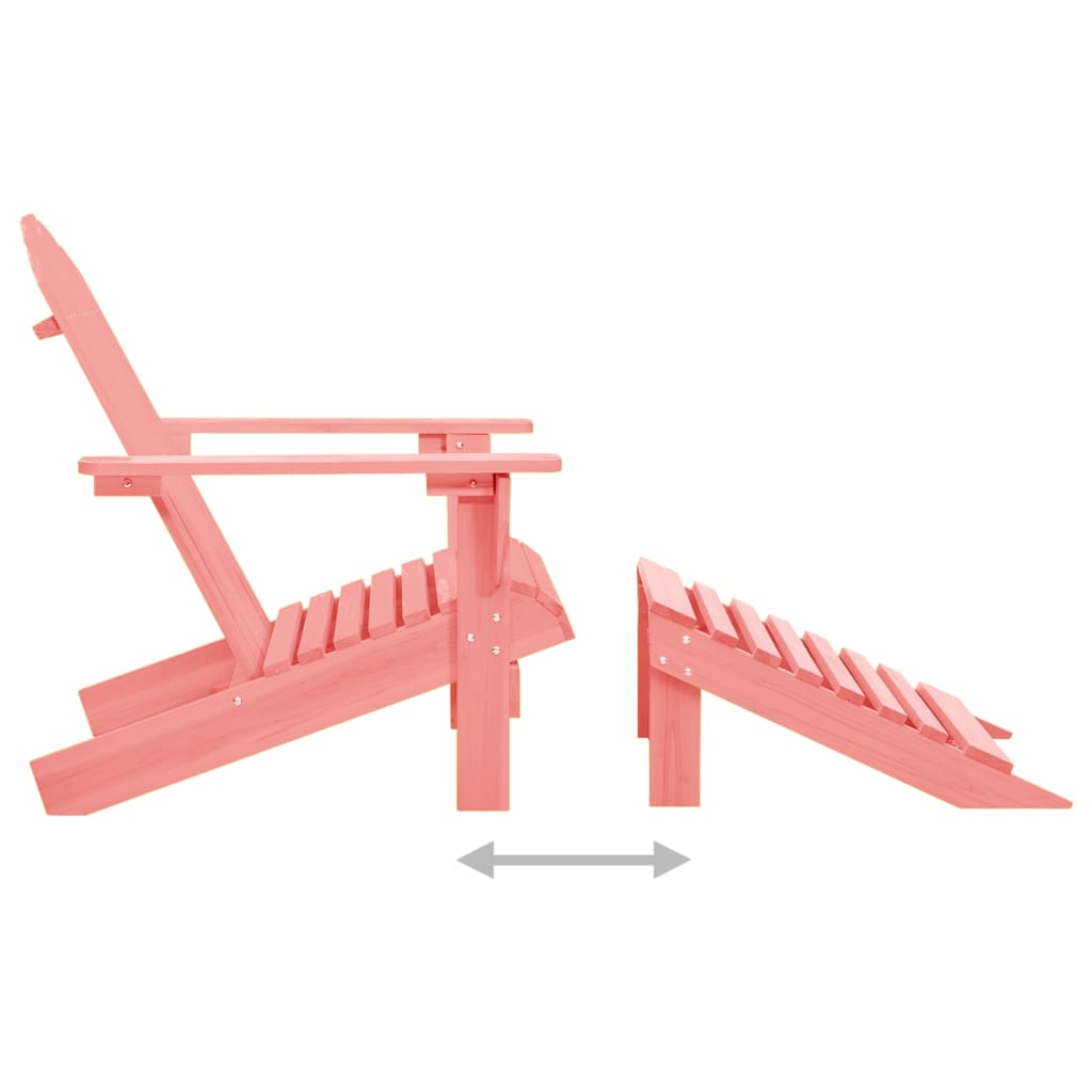 Pink Solid Fir Wood Garden Adirondack Chair with Ottoman