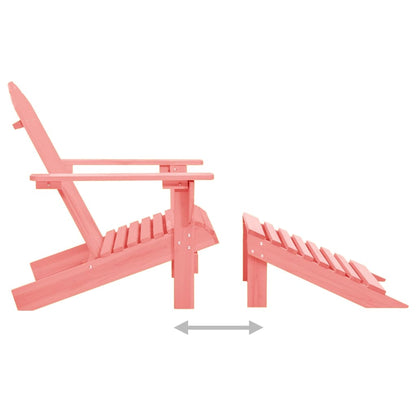 Pink Solid Fir Wood Garden Adirondack Chair with Ottoman