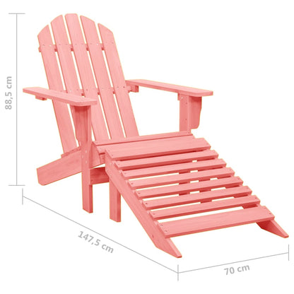 Pink Solid Fir Wood Garden Adirondack Chair with Ottoman