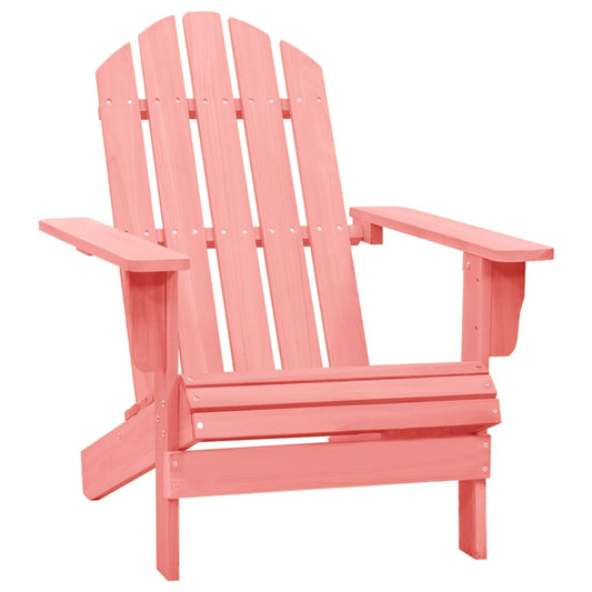 Pink Solid Fir Wood Adirondack Chair for Garden Relaxation
