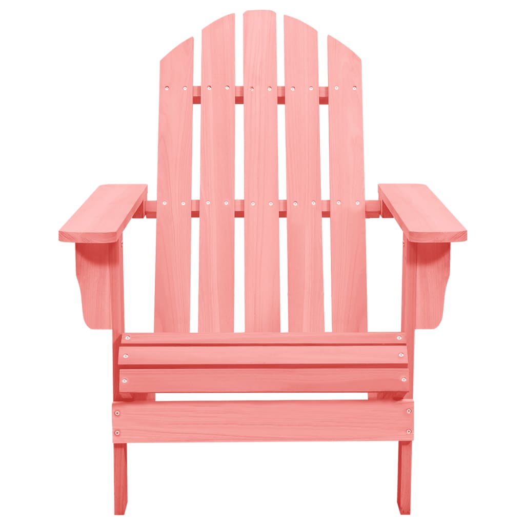 Pink Solid Fir Wood Adirondack Chair for Garden Relaxation