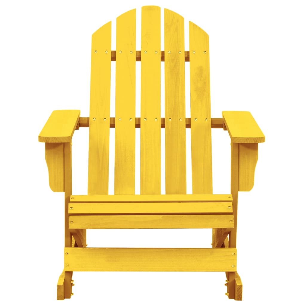 Yellow Solid Fir Wood Adirondack Rocking Chair for Garden Relaxation