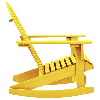 Yellow Solid Fir Wood Adirondack Rocking Chair for Garden Relaxation