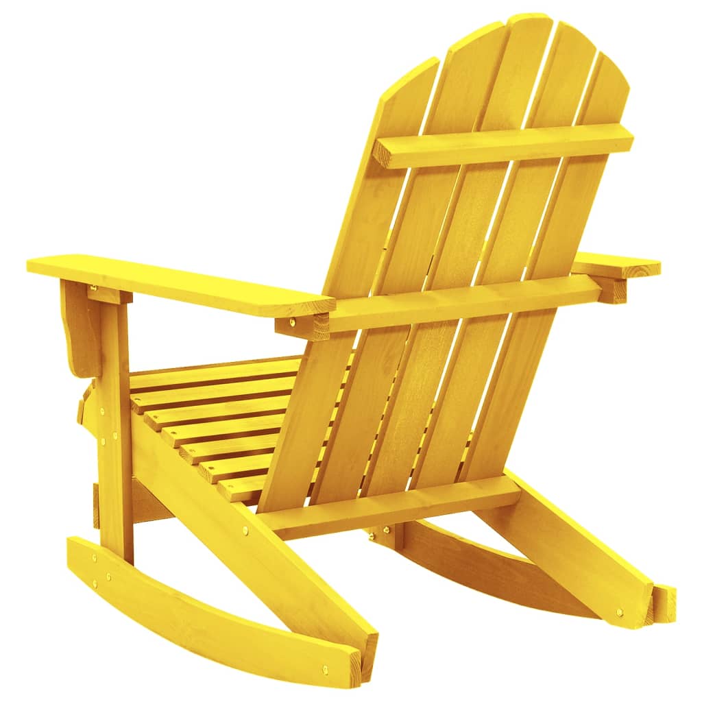 Yellow Solid Fir Wood Adirondack Rocking Chair for Garden Relaxation