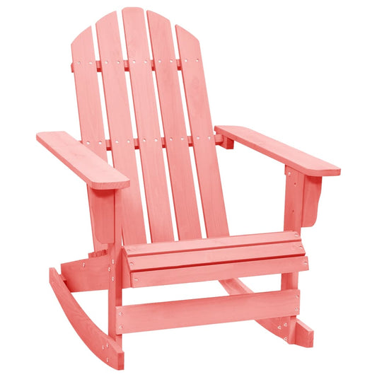 Pink Solid Fir Wood Garden Adirondack Rocking Chair