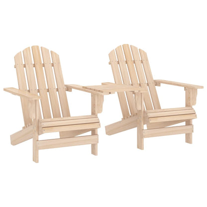 Solid Fir Wood Garden Adirondack Chairs with Tea Table Set