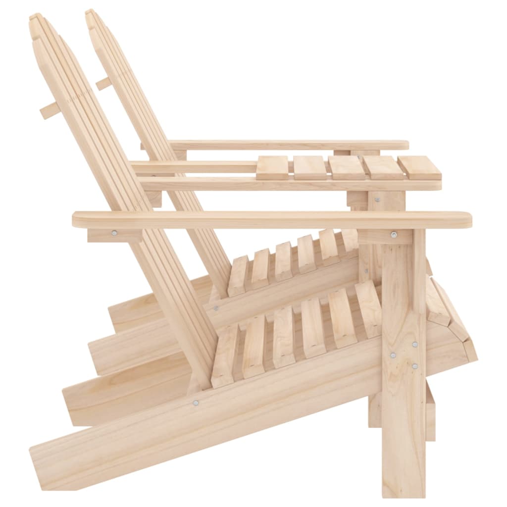 Solid Fir Wood Garden Adirondack Chairs with Tea Table Set