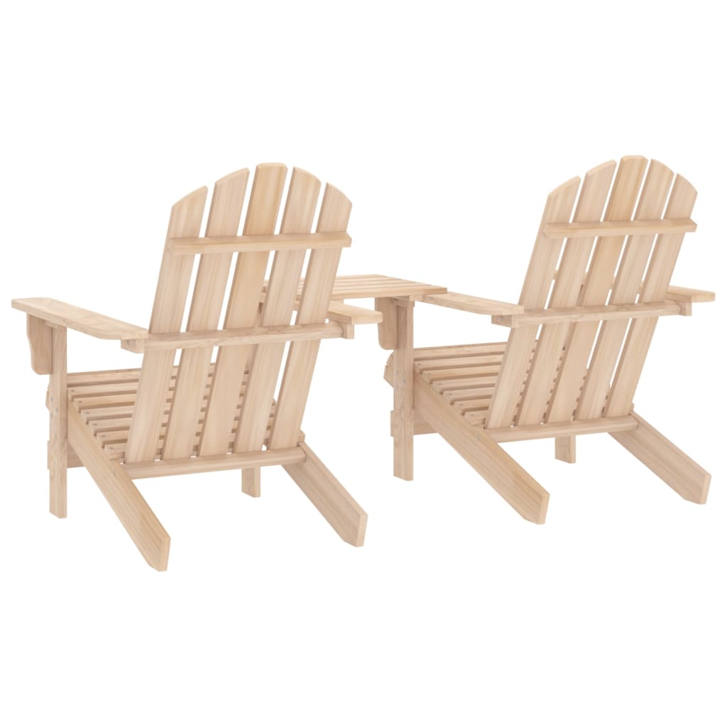 Solid Fir Wood Garden Adirondack Chairs with Tea Table Set