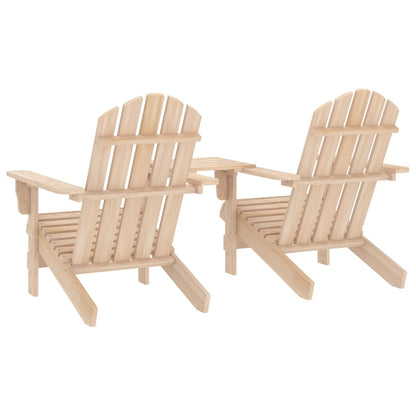Solid Fir Wood Garden Adirondack Chairs with Tea Table Set