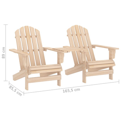 Solid Fir Wood Garden Adirondack Chairs with Tea Table Set