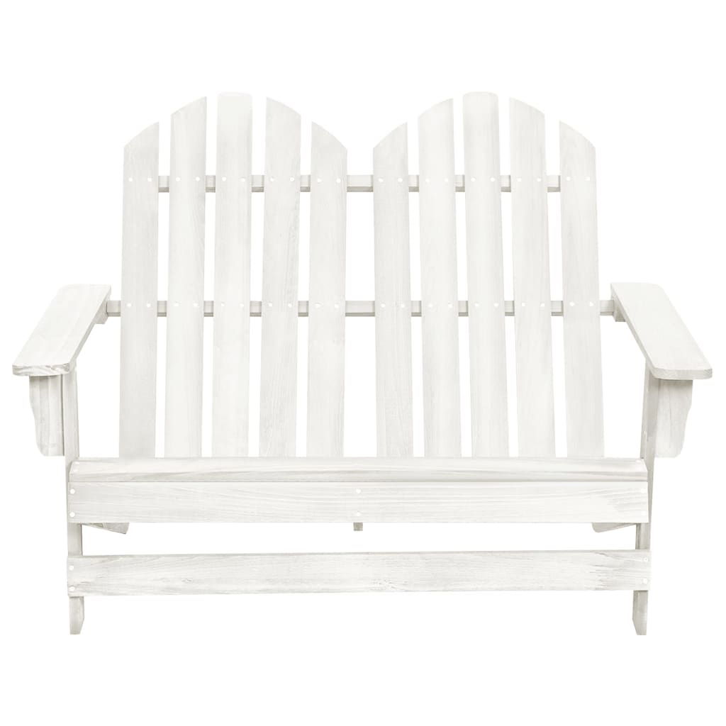 White Solid Fir Wood 2-Seater Garden Adirondack Chair