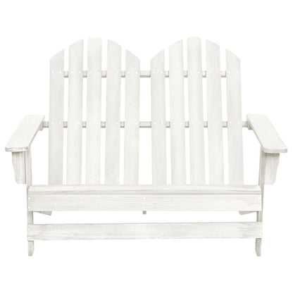 White Solid Fir Wood 2-Seater Garden Adirondack Chair