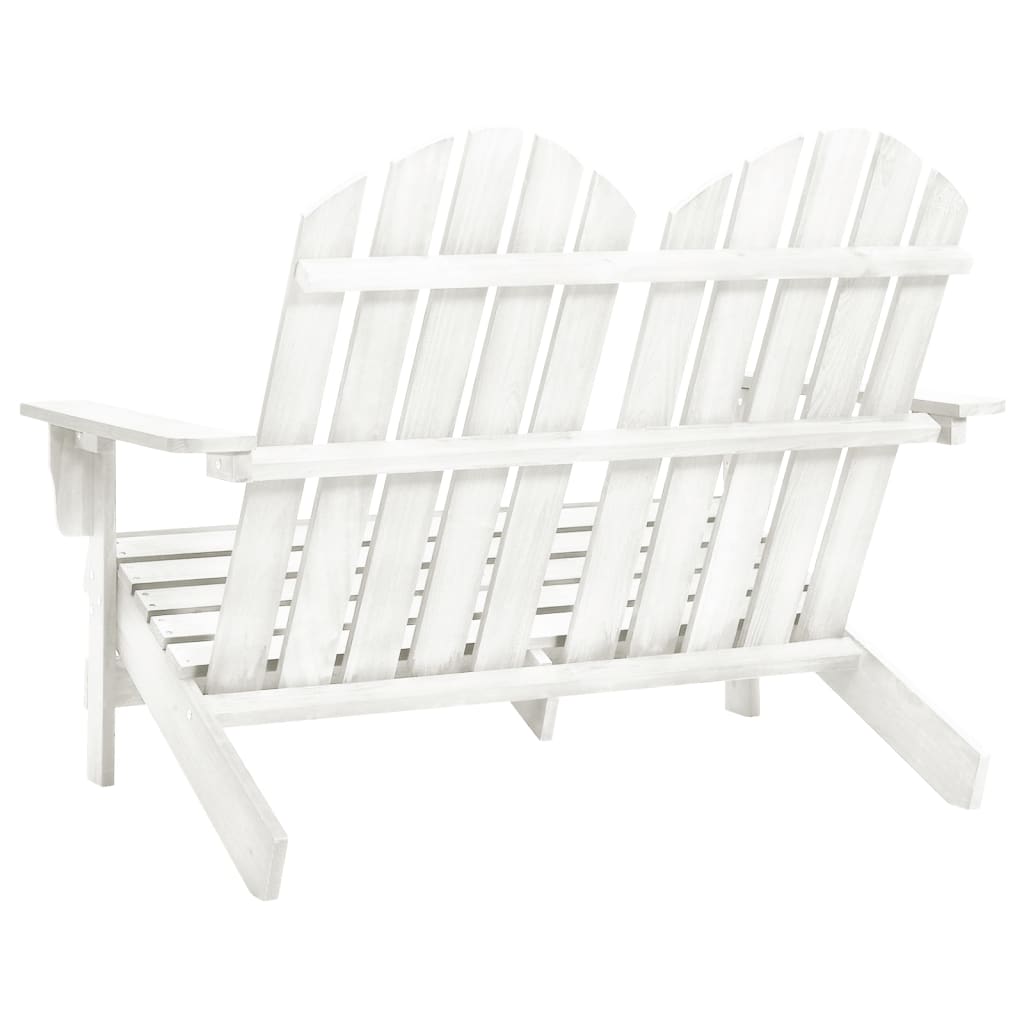 White Solid Fir Wood 2-Seater Garden Adirondack Chair