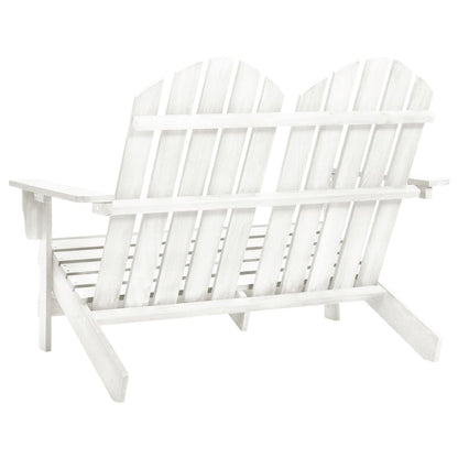 White Solid Fir Wood 2-Seater Garden Adirondack Chair
