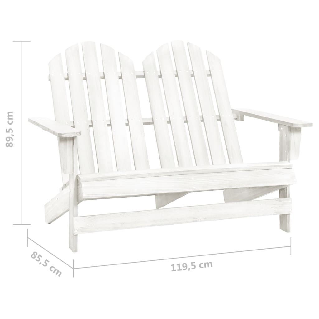 White Solid Fir Wood 2-Seater Garden Adirondack Chair