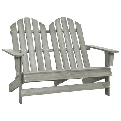 2-Seater Grey Adirondack Chair - Solid Fir Wood for Garden