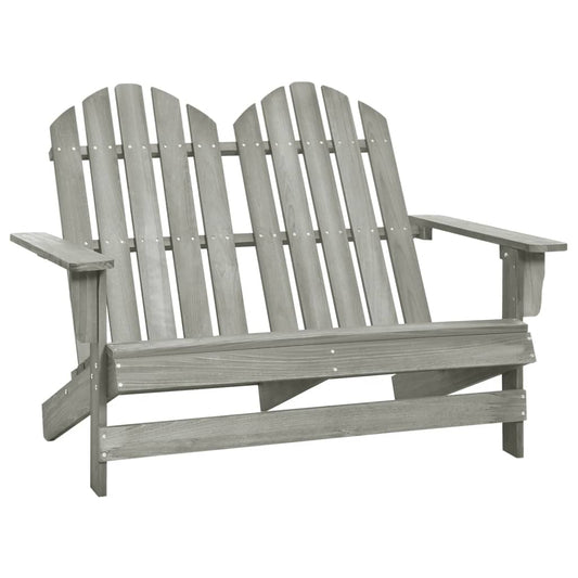 2-Seater Grey Adirondack Chair - Solid Fir Wood for Garden