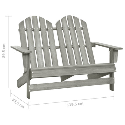 2-Seater Grey Adirondack Chair - Solid Fir Wood for Garden