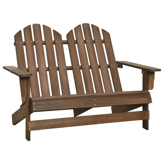 2-Seater Brown Fir Wood Garden Adirondack Chair