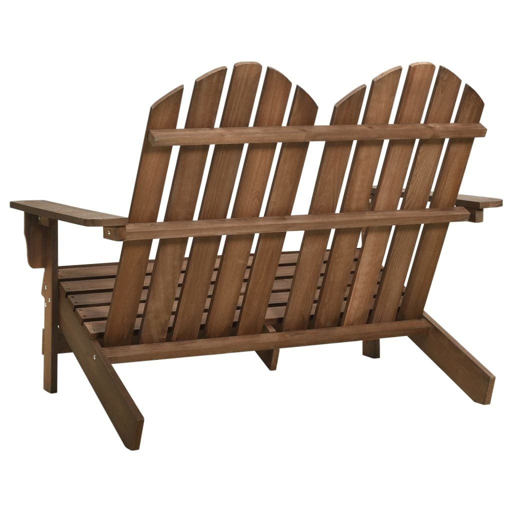 2-Seater Brown Fir Wood Garden Adirondack Chair
