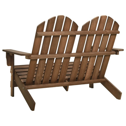 2-Seater Brown Fir Wood Garden Adirondack Chair