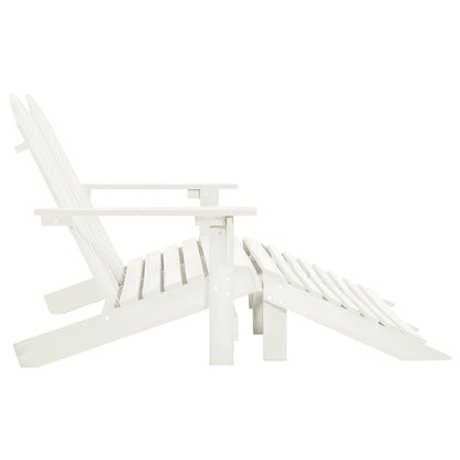 Elegant White Fir Wood 2-Seater Garden Adirondack Chair & Ottoman