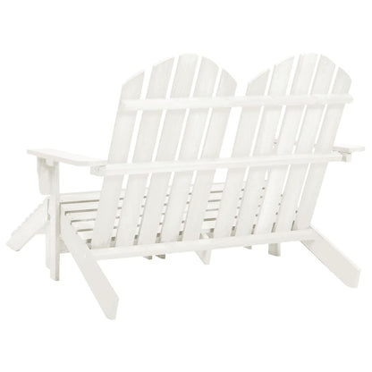 Elegant White Fir Wood 2-Seater Garden Adirondack Chair & Ottoman