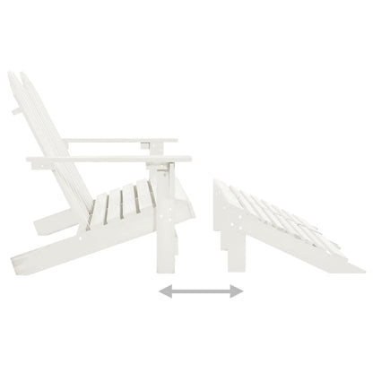 Elegant White Fir Wood 2-Seater Garden Adirondack Chair & Ottoman