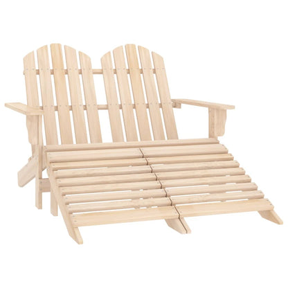 2-Seater Adirondack Chair & Ottoman Set – Fir Wood Elegance