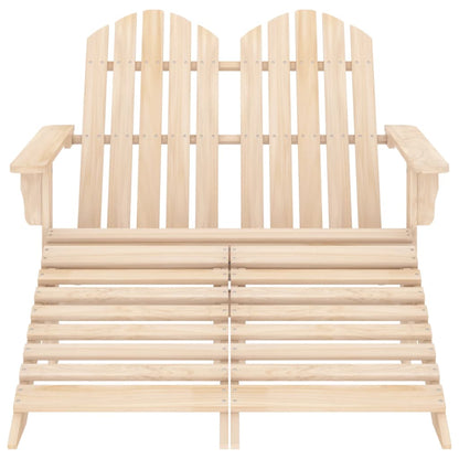 2-Seater Adirondack Chair & Ottoman Set – Fir Wood Elegance