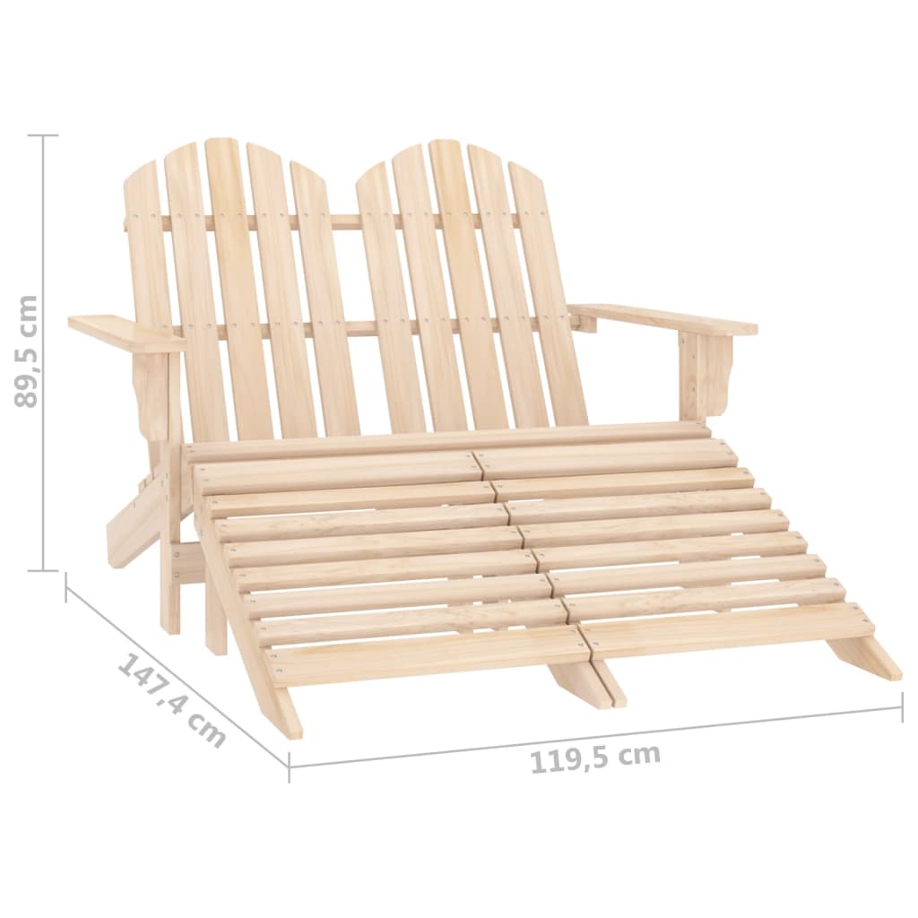 2-Seater Adirondack Chair & Ottoman Set – Fir Wood Elegance