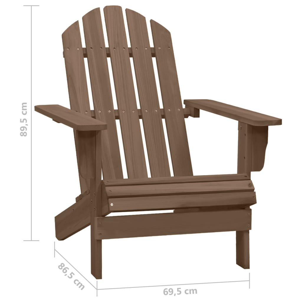 Garden Adirondack Chair with Table Solid Fir Wood Brown