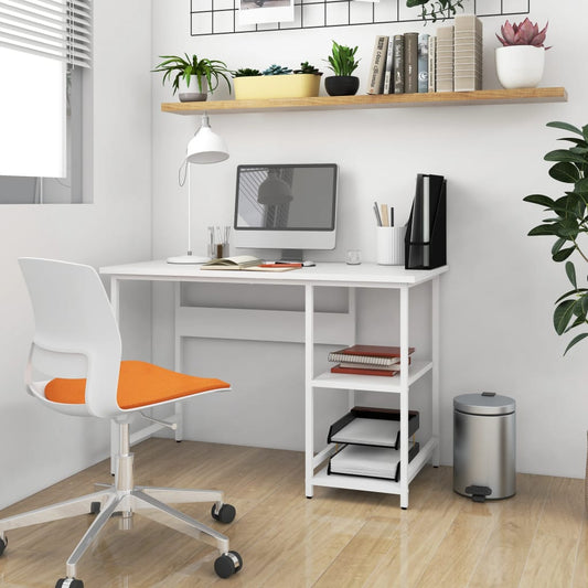 White Computer Desk 105x55x72 cm - MDF & Metal Construction